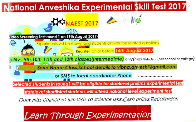 ViBha National Anveshika Experimental Skill Test (NAEST) 2017 ViBha National Anveshika Experimental Skill Test (NAEST) 2017
