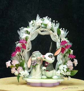 "Bunny Bells" cake topper - Designer collectible character sculpture by © Pierre Rouzier