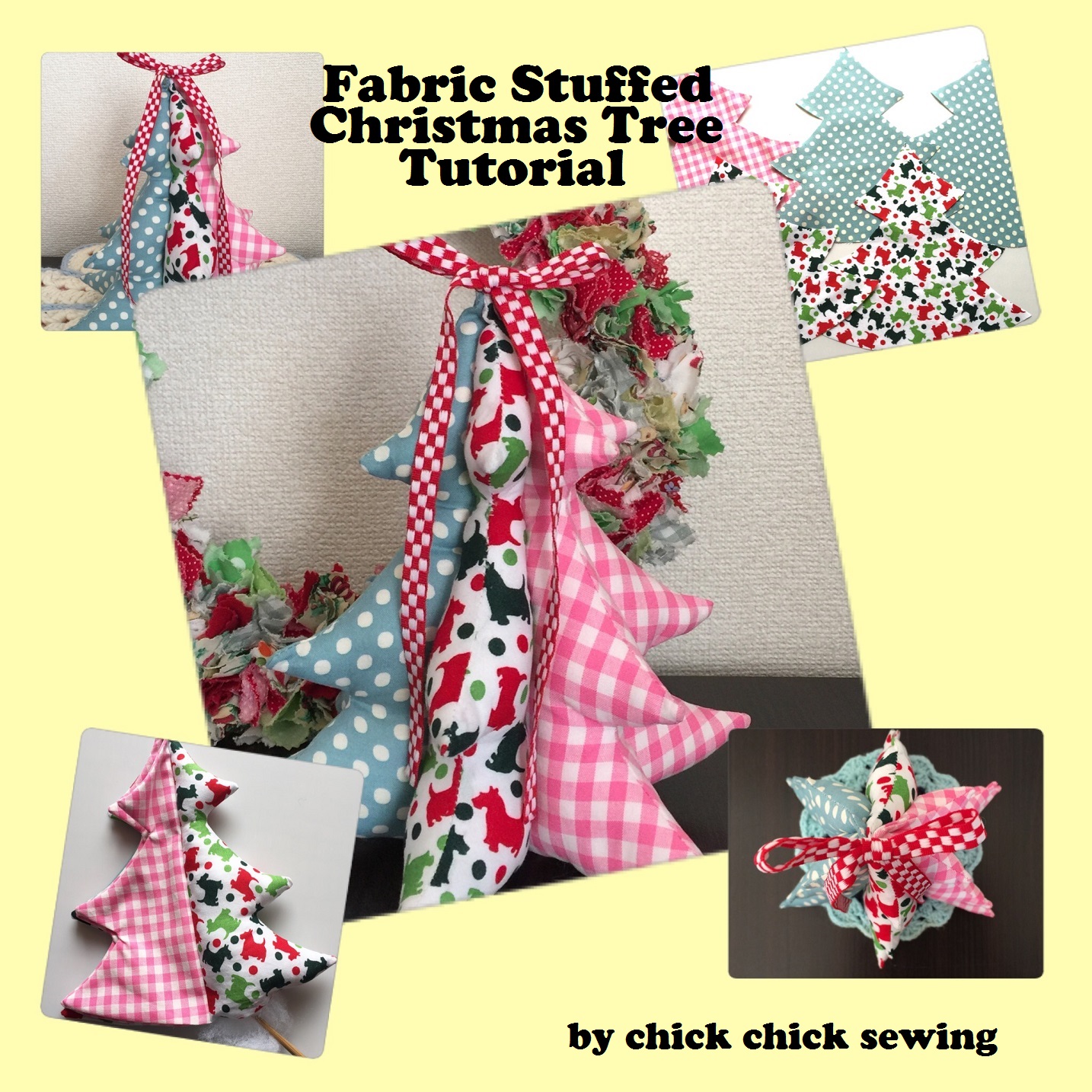 Chick Chick Sewing Fabric Stuffed Christmas Tree Tutorial 彡布のミニクリスマスツリー作り方