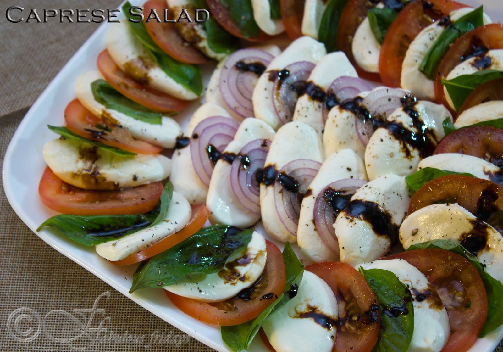 fabulous fridays: Caprese salad with Mustard Salmon