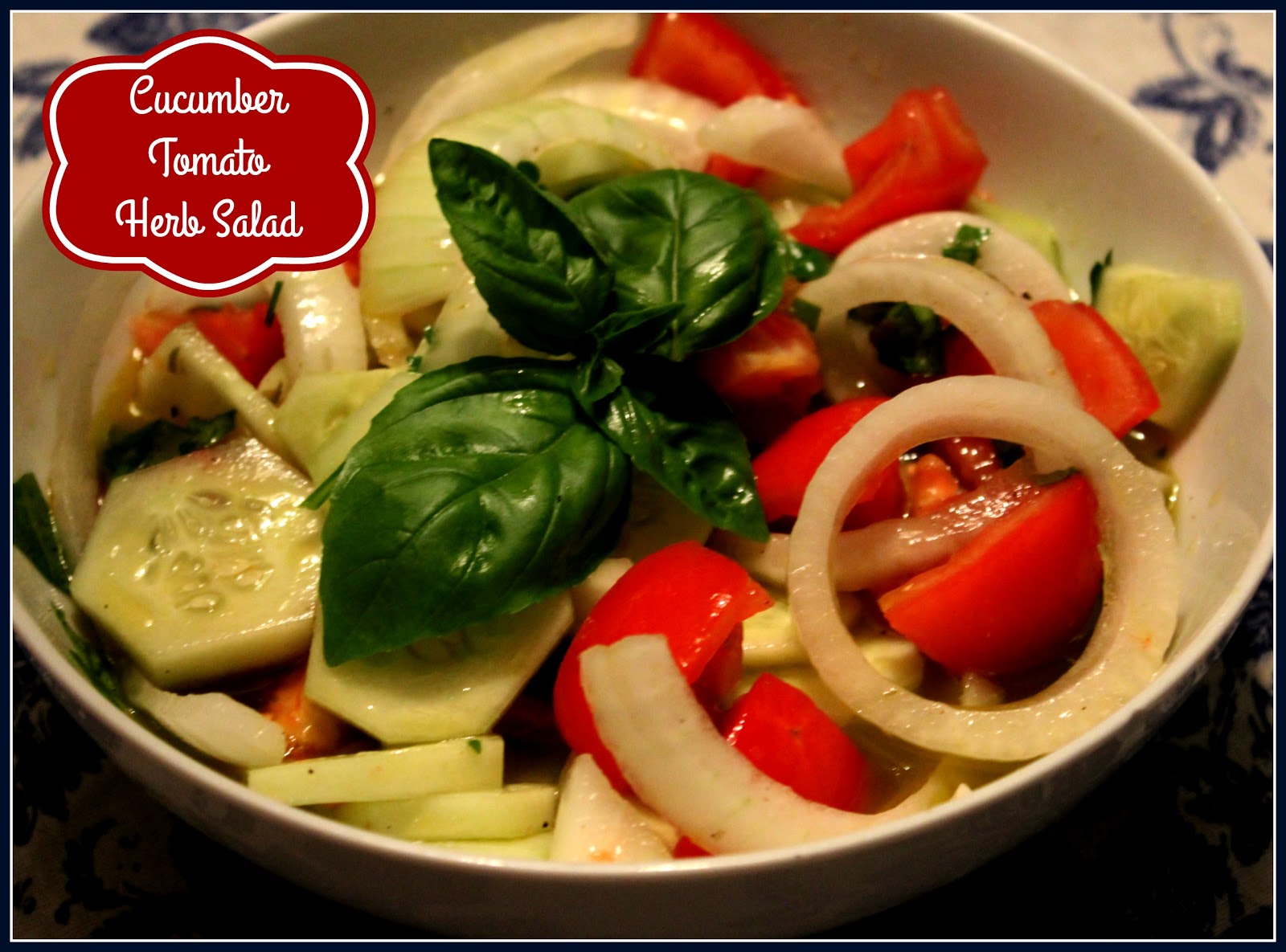 Sweet Tea and Cornbread Cucumber Tomato Herb Salad!