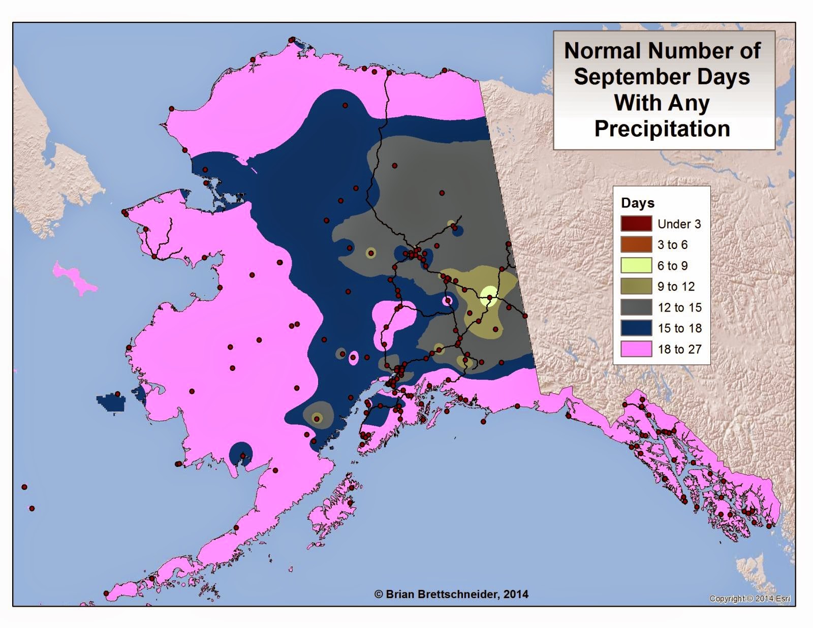 Deep Cold Alaska Weather & Climate September Precipitation Days