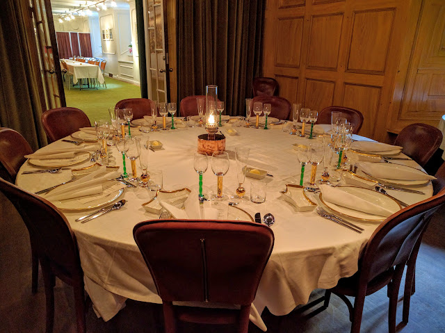 Nobel Dinner place settings at Stadshuskällaren Restaurang at the Stockholm City Hall