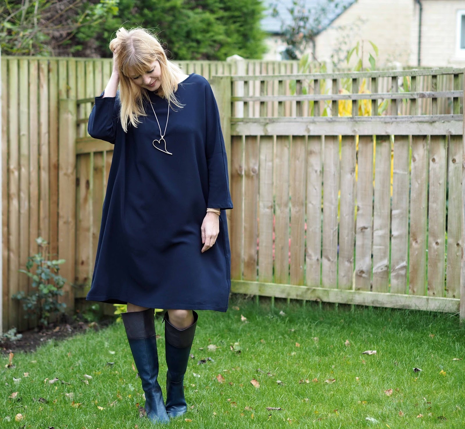 navy knee boots