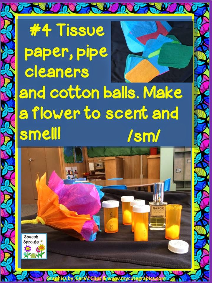 Make "Smelly Flowers! /sm/ activities from Speech Sprouts Great way to Organize for Grab and Go Speech Therapy! www.speechsproutstherapy.com