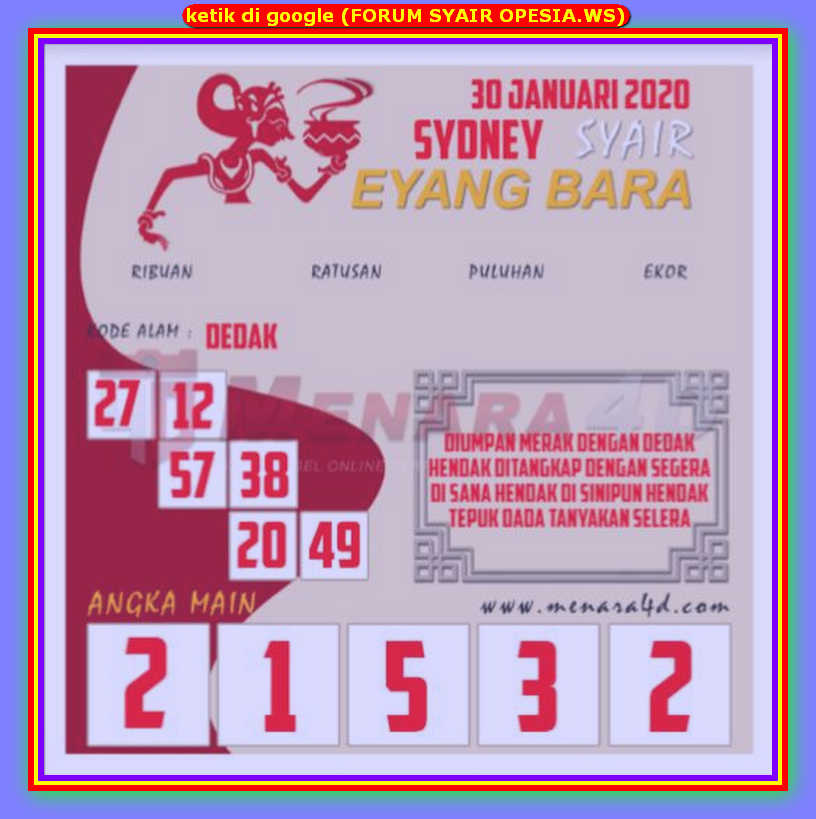 1 New Message Kode Syair Sydney 30 Januari 2020 Forum Syair Togel Hongkong Singapura Sydney