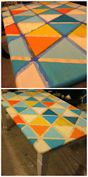 triangle diy pattern paint kitchen tabletop table painted tables furniture painting triangles tape painters nine wall colour patterned using project
