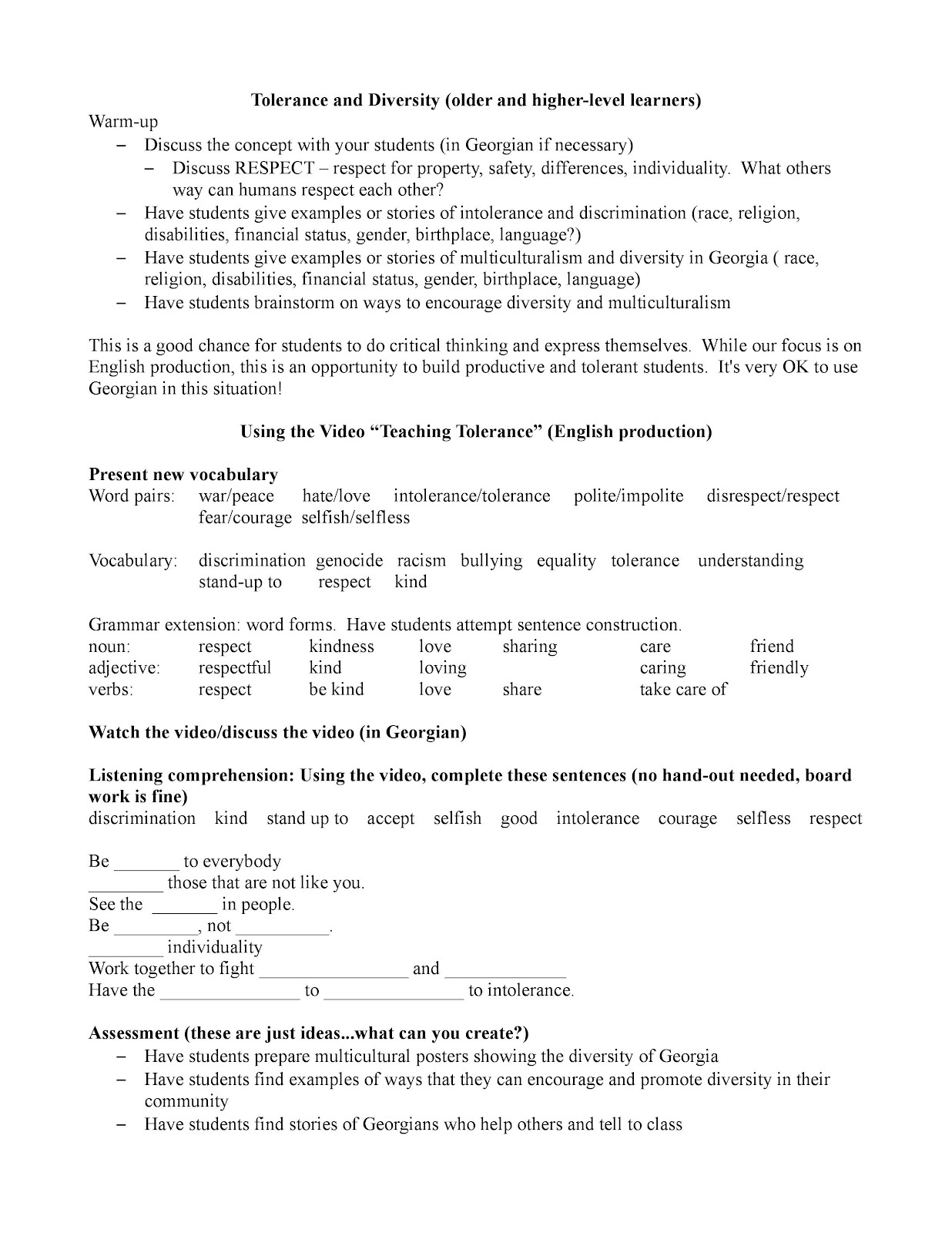 Diversity and tolerance essay
