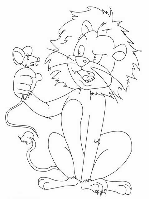 Kids Page Lion And The Mouse Story Coloring Pages 1