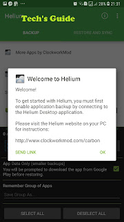 Helium Android backup