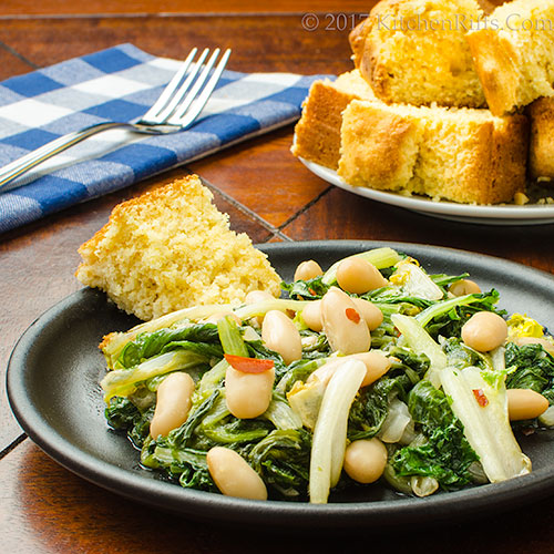 Braised Greens with White Beans