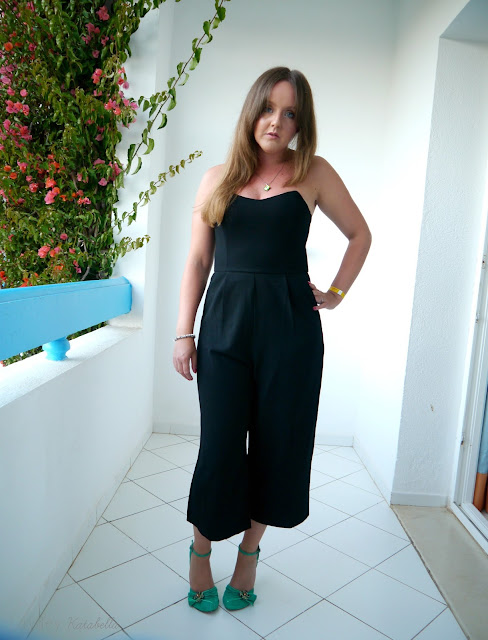 photo of new look black culotte jumpsuit and irregular choice frog shoes