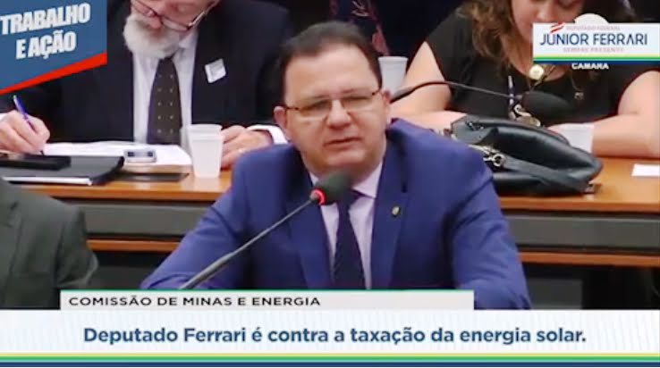 Em Brasília, Júnior Ferrari critica Aneel por propor taxação de energia solar