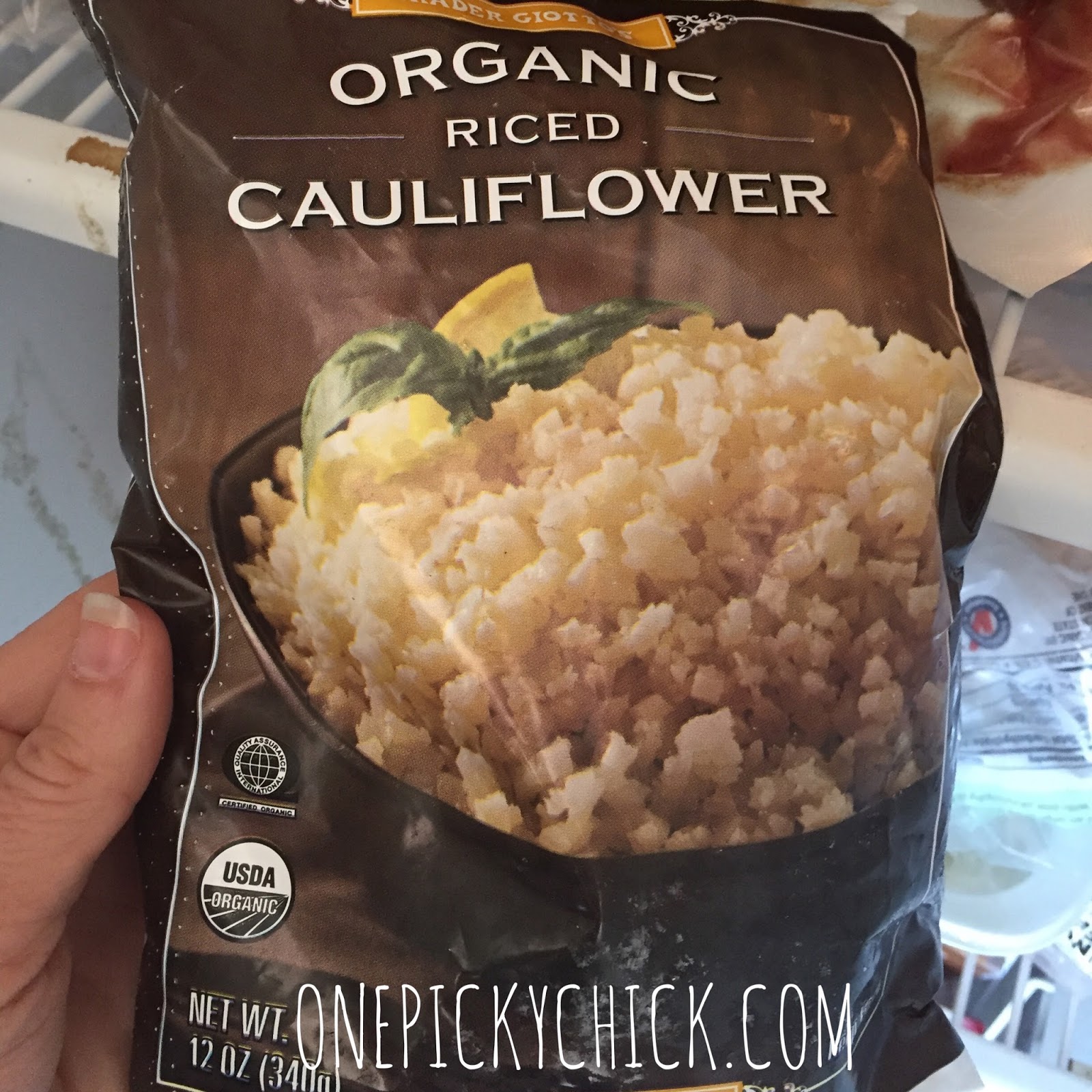 Riced Cauliflower Crust Pizza One Picky Chick