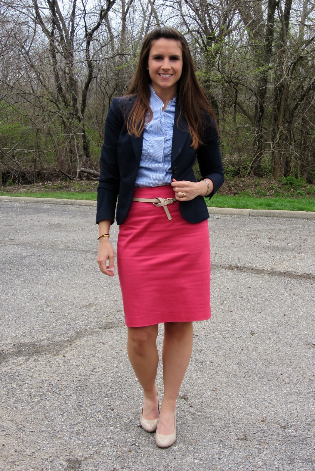 a journey in style: Bare Legs and a Navy Blazer