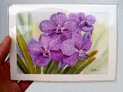 orchid purple watercolor painting flowers tropical orchids paintings shipment protected sleeve clear