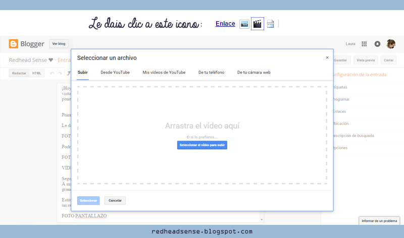 poner vídeo blogger