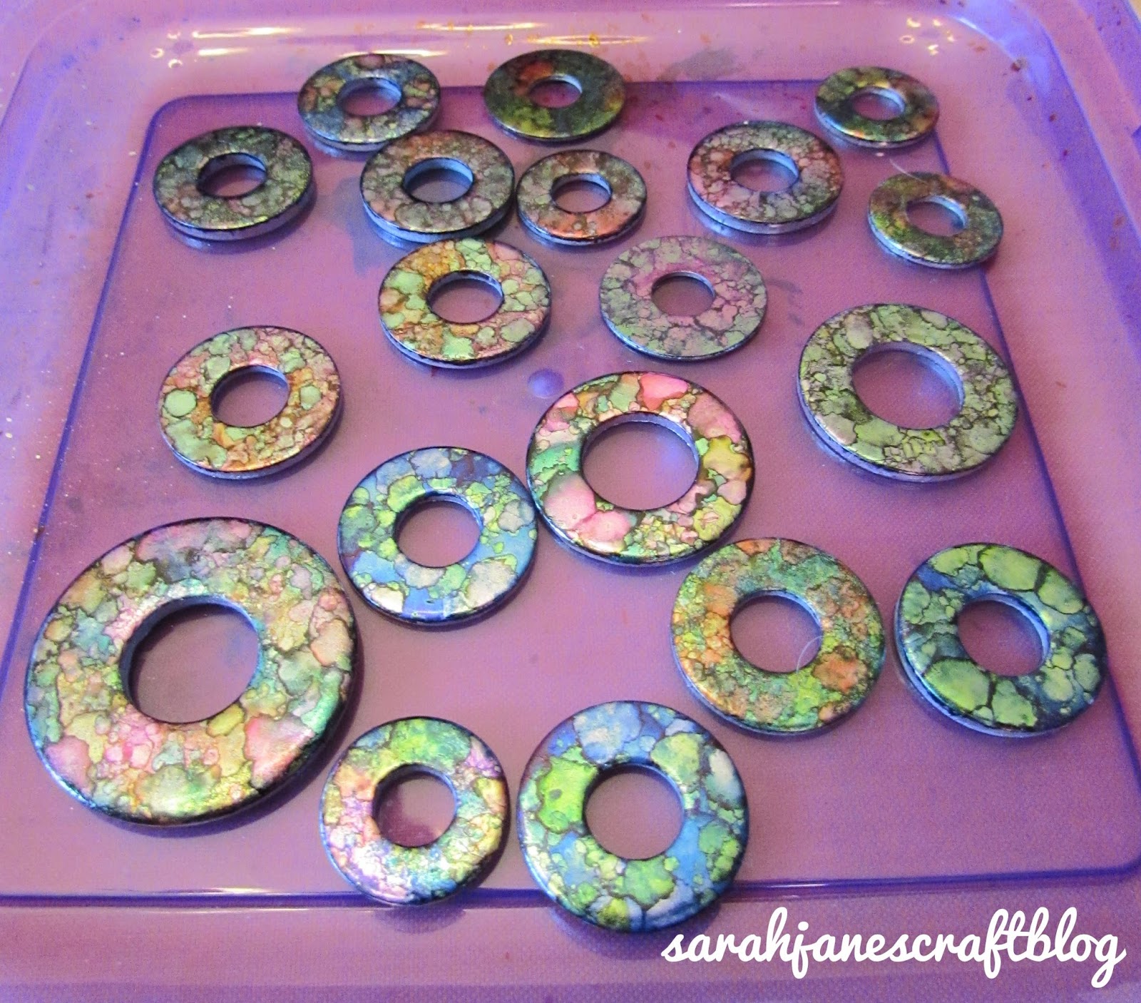 Sarah Jane's Craft Blog Glazed Alcohol Ink Washers