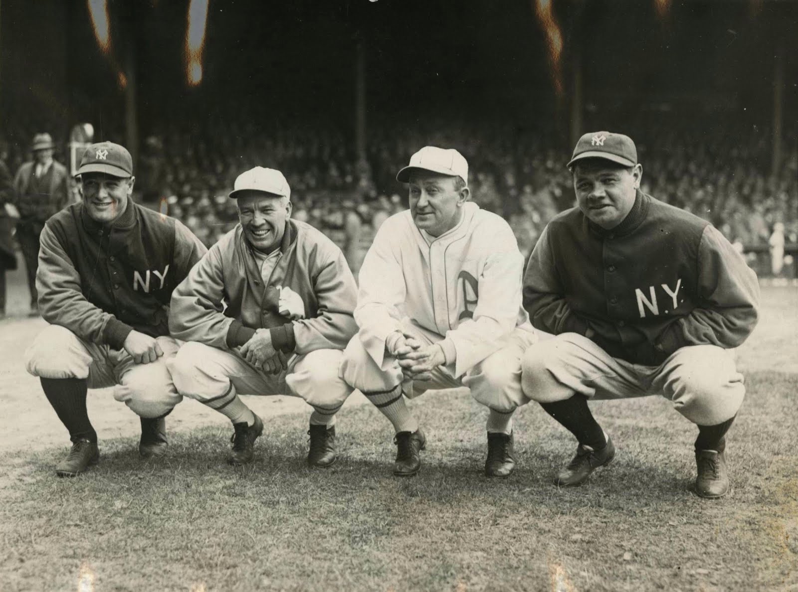 Lou Gehrig, Tris Speaker, Ty Cobb, and Ruth, 1928.