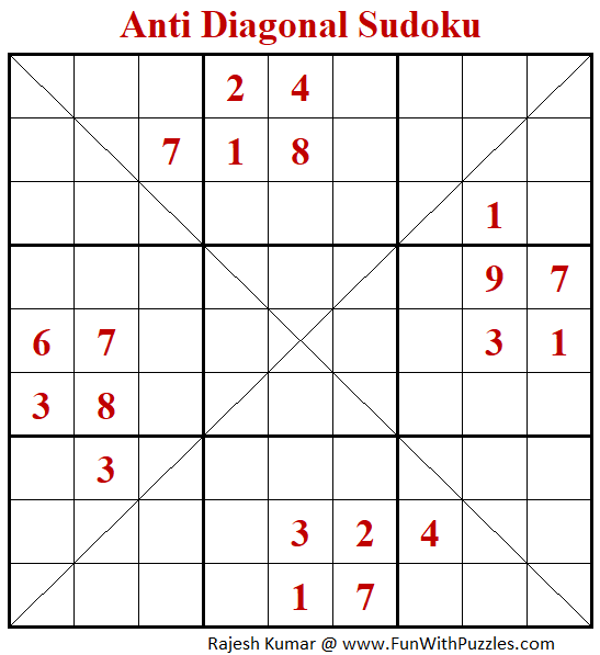 Anti Diagonal Sudoku Puzzle (Fun With Sudoku #345)