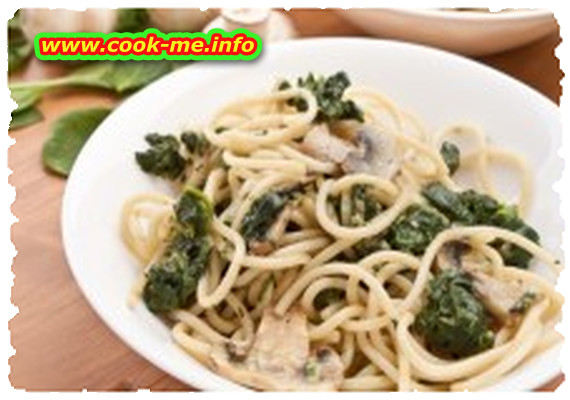 Spinach and mushrooms spaghetti Spinach and mushrooms spaghetti