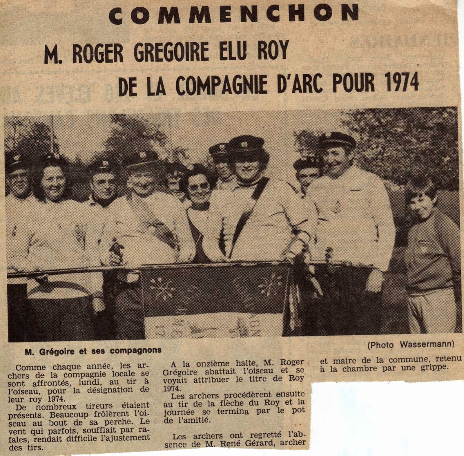 COMPAGNIE D'ARC DE GUIVRY LE ROI POUR 1974 A COMMENCHON