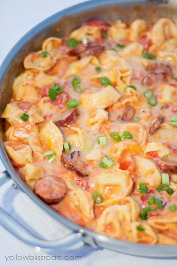 Vodka and Olive Oil Cheese Tortellini with Sausage and Tomato Cream Sauce