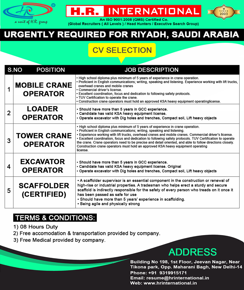 Urgently CV Selection For Riyadh Saudi Arabia Urgently CV Selection For Riyadh Saudi Arabia