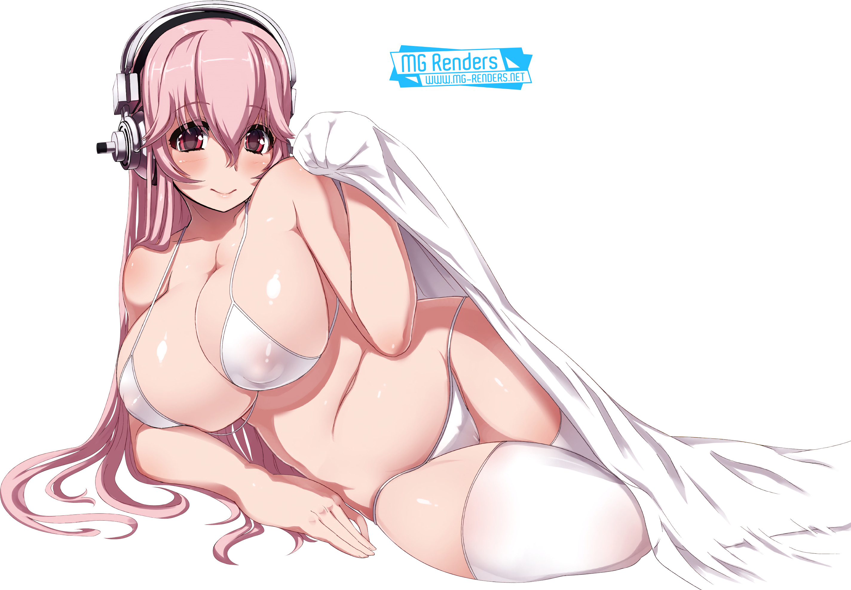 Huge Breasts,Large Breasts,Pink hair,Stockings,Super Sonico,Super Sonico Th...