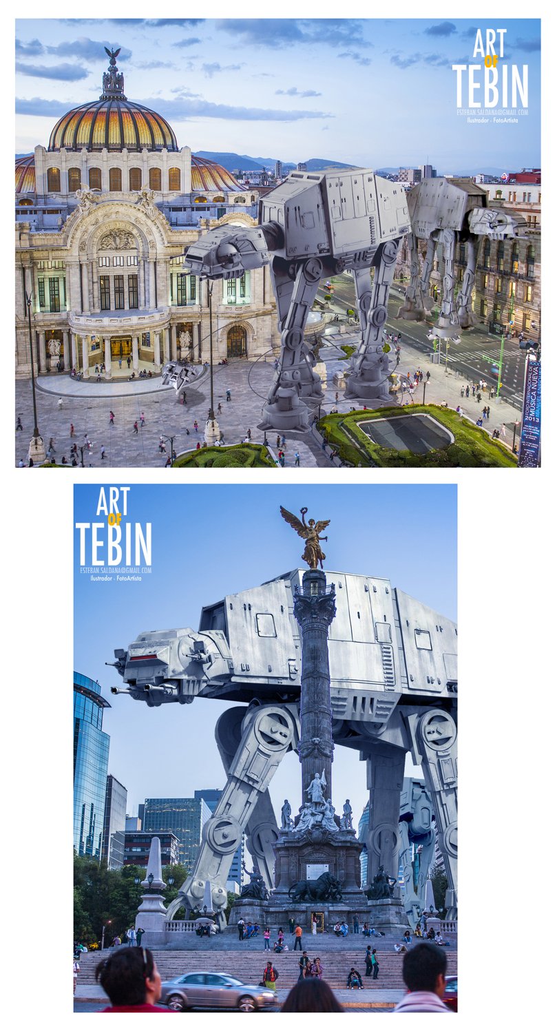 Fotomontajes de la saga Star Wars bajo el escenario de la Ciudad de México por Art of Tebin