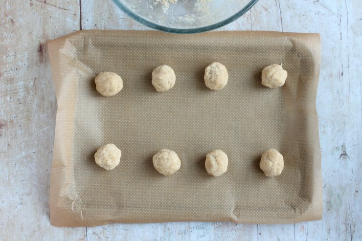 Unbaked cookie dough on baking sheet