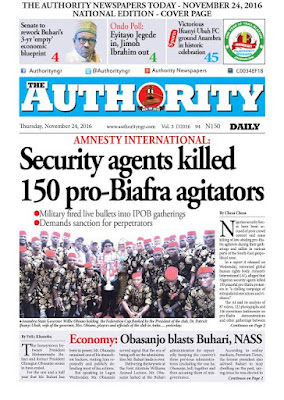 1 The Authority Newspapers Today November 24th, 2016