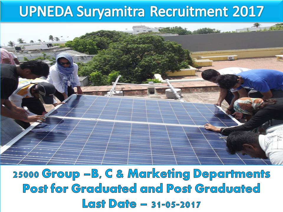 UPNEDA Suryamitra Recruitment 2017 UPNEDA Suryamitra Recruitment