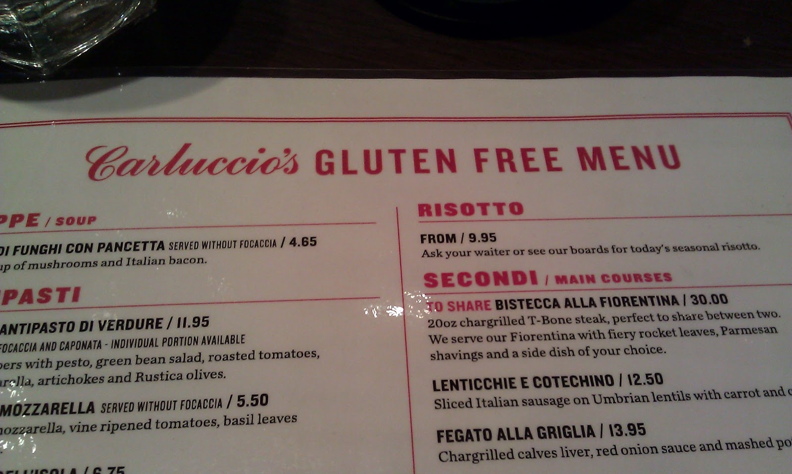 Bring back the bliss Carluccio's I have how to make menu