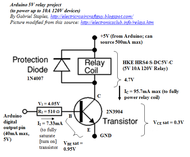 Using a 10A 120V relay with an Arduino - please verify my calcs & schematic