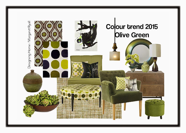 Designing Home, Margaret Ryall, style board, colour predictions 2015, olive green