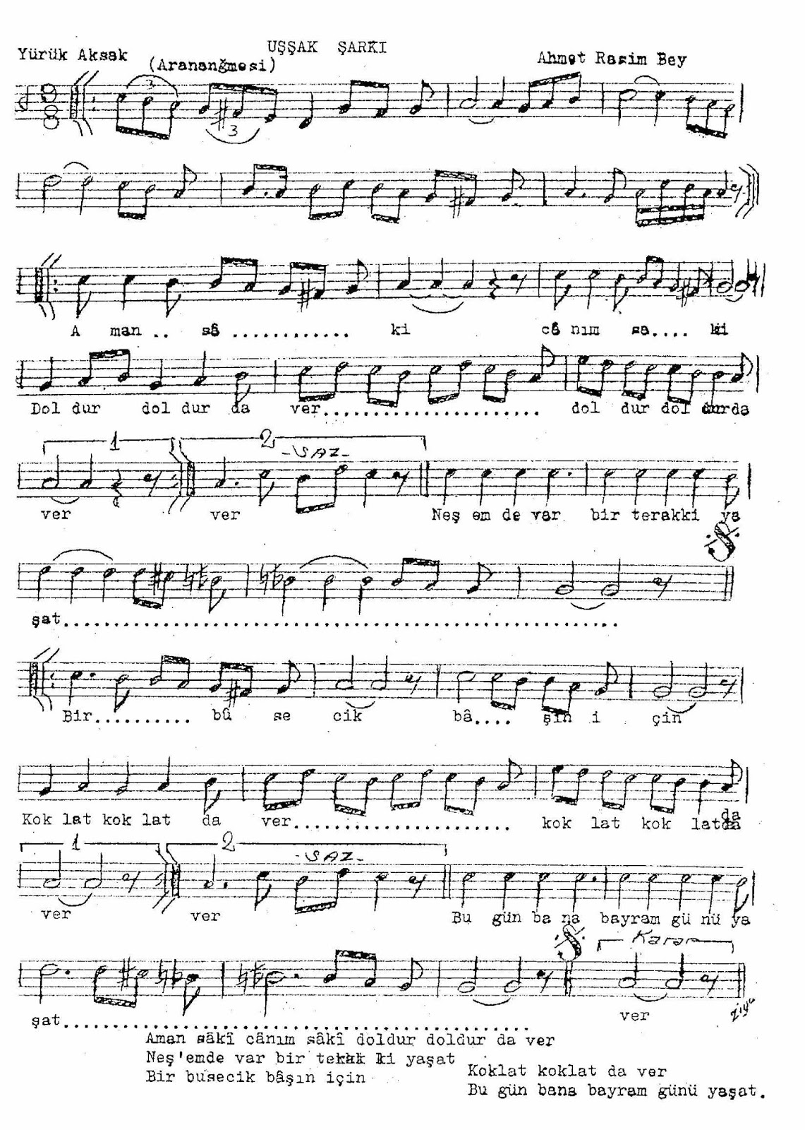 saki doldur doldur da ver notalar