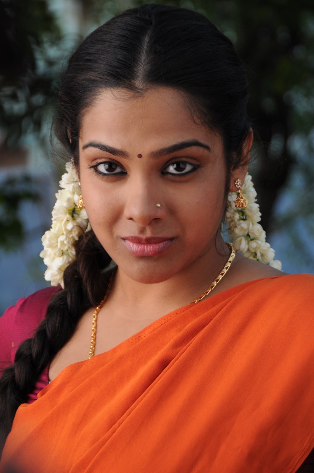 Actress Sandhya Latest Photos In Orange Saree