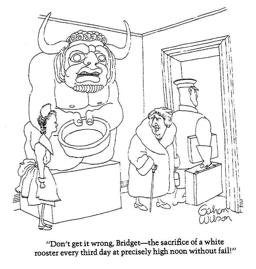 Gahan Wilson a Gahan Wilson cartoon, a domestic servant, religeous animal sacrifice