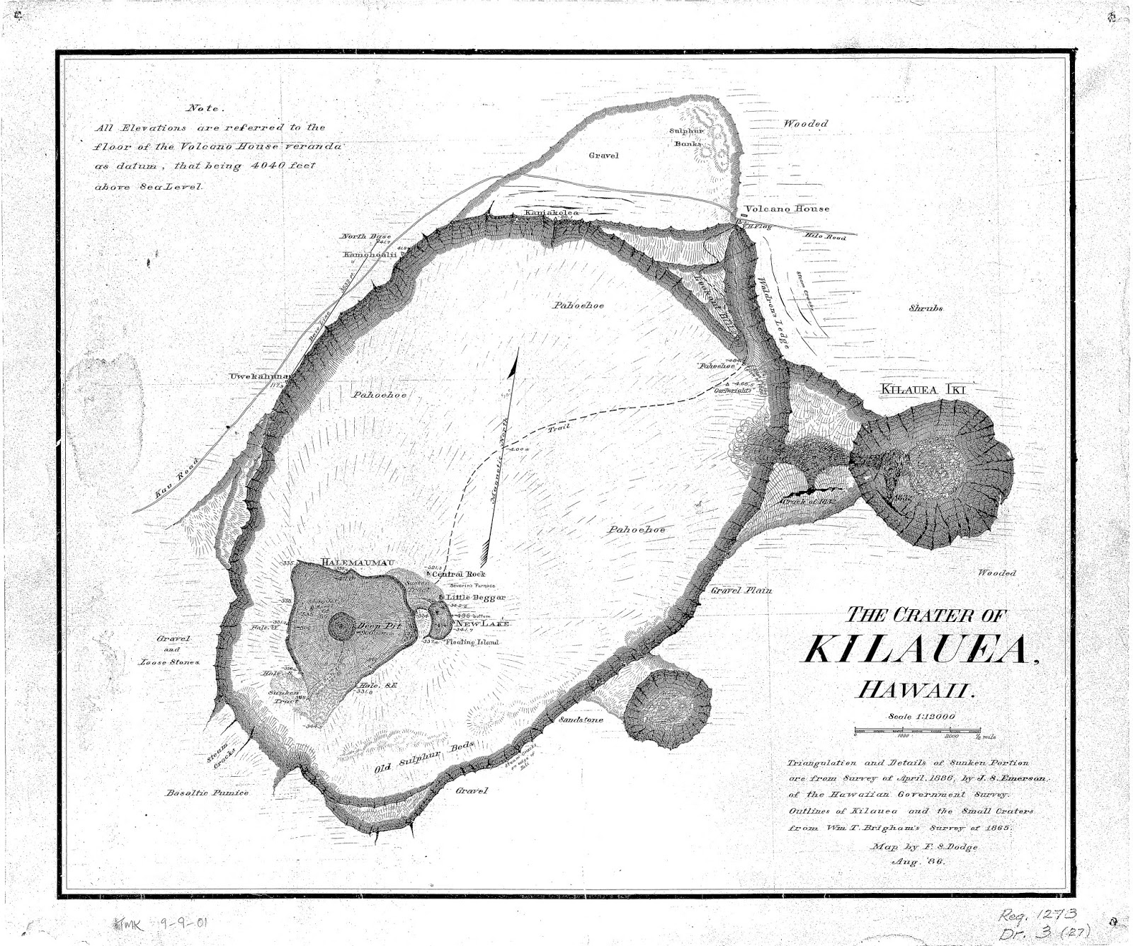 the dark blob at the lower right of kaluapele is the crater keanakako i and of course note the shape of halema uma u back then here s another map by the dark blob at the lower right of kaluapele is the crater keanakako i and of course note the shape of halema uma u back then here s another map by