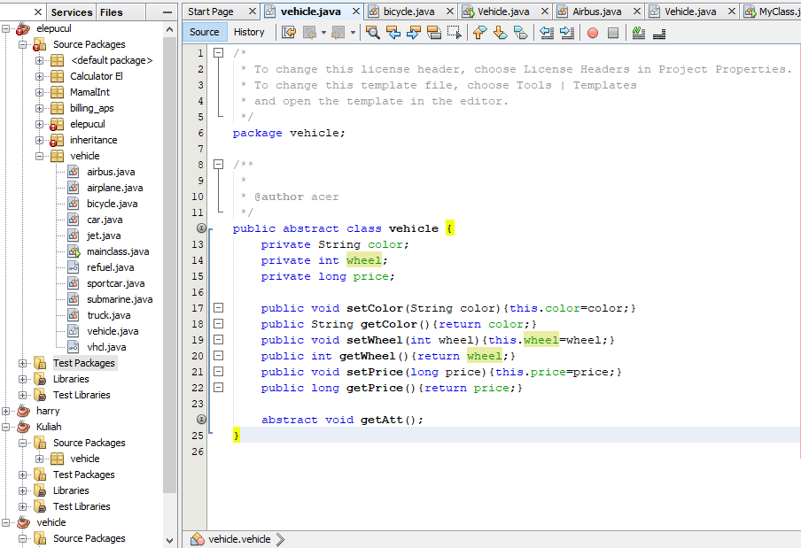 Vehicle Program (Inheritance, Polimorphism, Interface, Abstract and ...