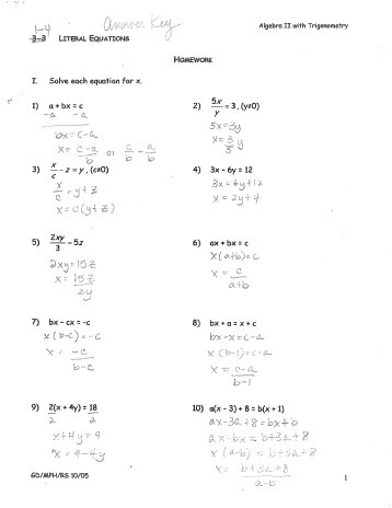 literal equations worksheet