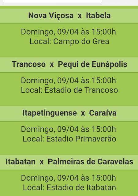 COPA DO DESCOBRIMENTO 2017: JOGOS DA 4ª RODADA