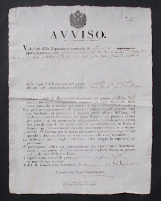 Antico avviso d'asta - documento ottocentesco - Regno Lombardo Veneto - annunci