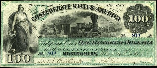 100 долларов Конфедеративных Штатов Америки, 1861 год