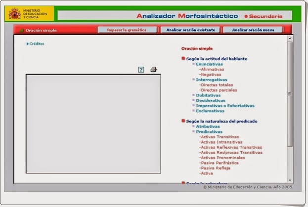 "Analizador morfosintáctico de Secundaria" (Aplicación interactiva)