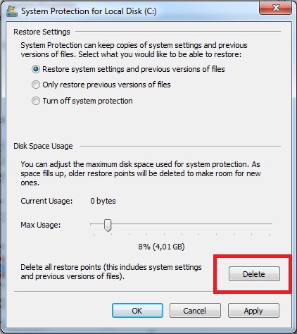 Cara menghapus system restore point tahap 4 Cara menghapus system restore point tahap 4