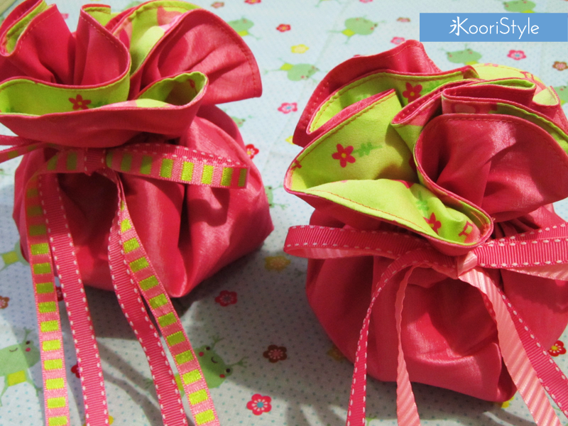 Cute Kawaii Koori Style  KooriStyle Handmade Sewing Bag Birds Bird House Green Pink Ribbon