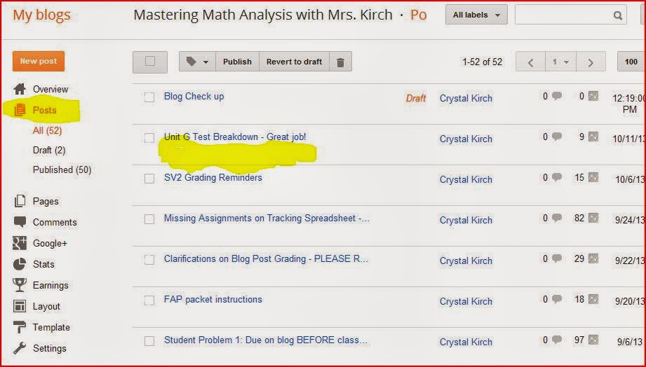 Mastering Math Analysis with Mrs. Kirch: October 2013