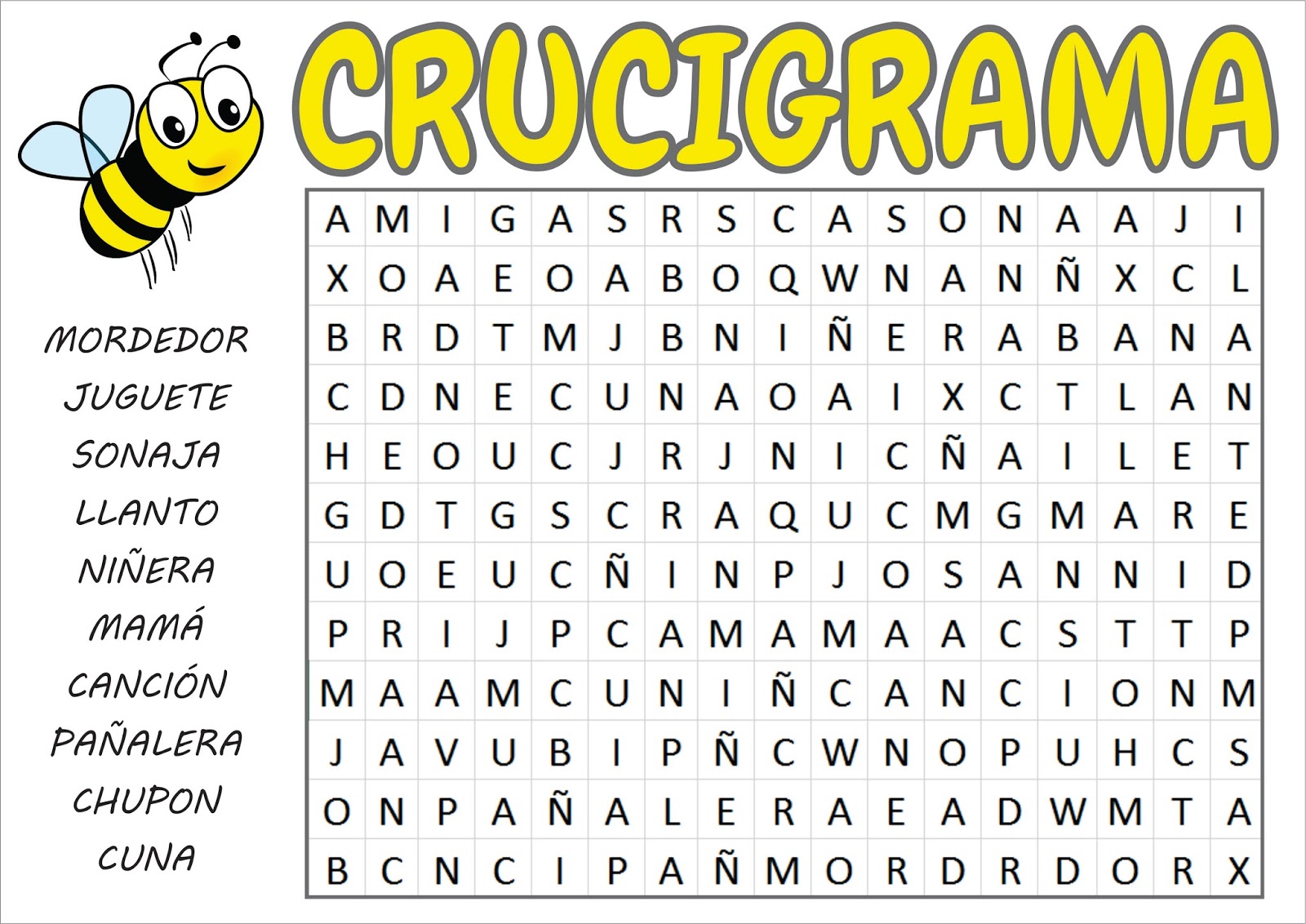 Crucigramas │ Juegos para Baby Shower para imprimir ...